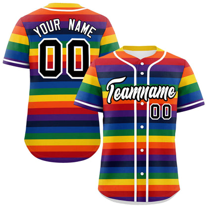 Custom LGBT Rainbow For Pride Month Color Block Personalized Authentic Baseball Jersey