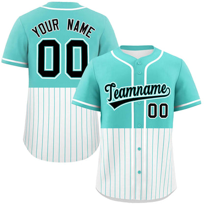 Custom Bright Green White Personalized Half Stripe Design Authentic Baseball Jersey