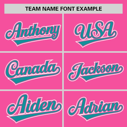 Custom Pink Aqua Personalized Half Stripe Design Authentic Baseball Jersey