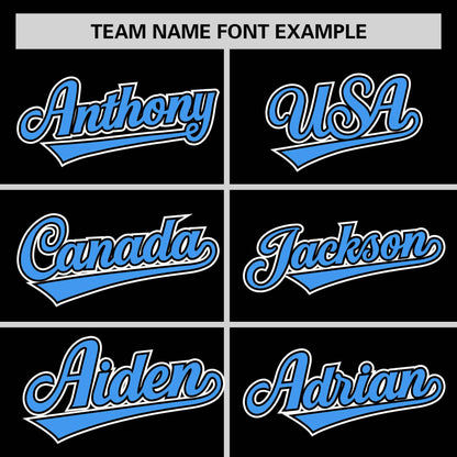 Custom Black Powder Blue Personalized Half Stripe Design Authentic Baseball Jersey