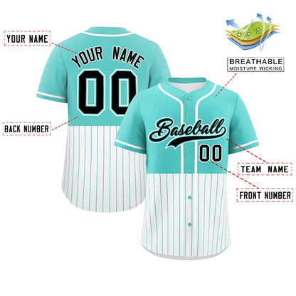 Custom Bright Green White Personalized Half Stripe Design Authentic Baseball Jersey