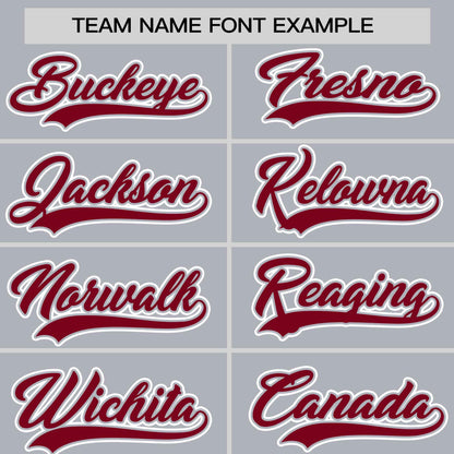 Custom Gray Crimson Personalized Half Stripe Design Authentic Baseball Jersey