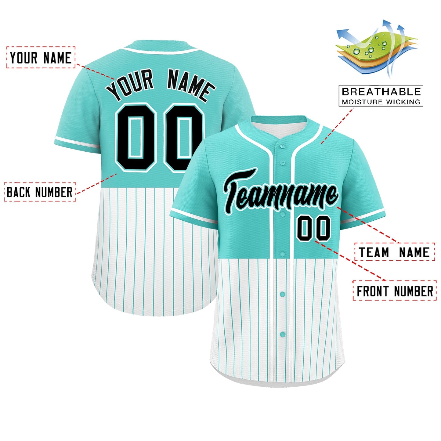 Custom Bright Green White Personalized Half Stripe Design Authentic Baseball Jersey