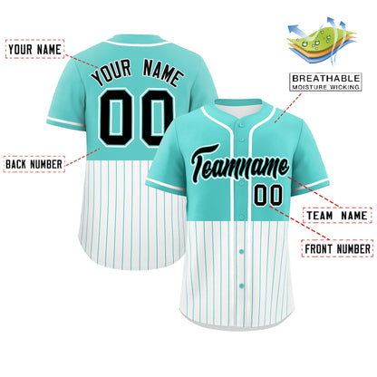 Custom Bright Green White Personalized Half Stripe Design Authentic Baseball Jersey