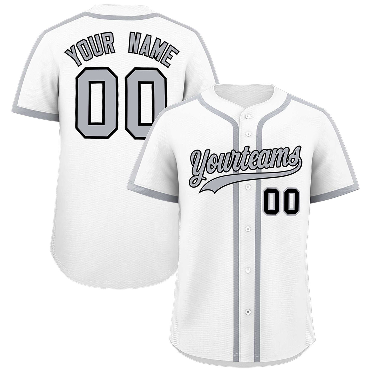 Custom White Gray Personalized Classic Authentic Baseball Jersey