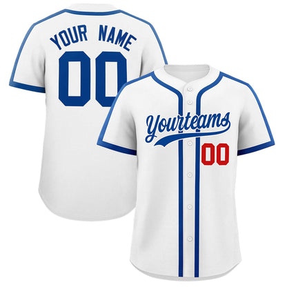 Custom White Royal Personalized Classic Authentic Baseball Jersey