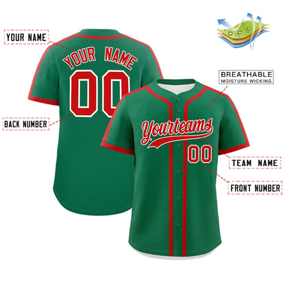 Custom Kelly Green Red Personalized Classic Authentic Baseball Jersey