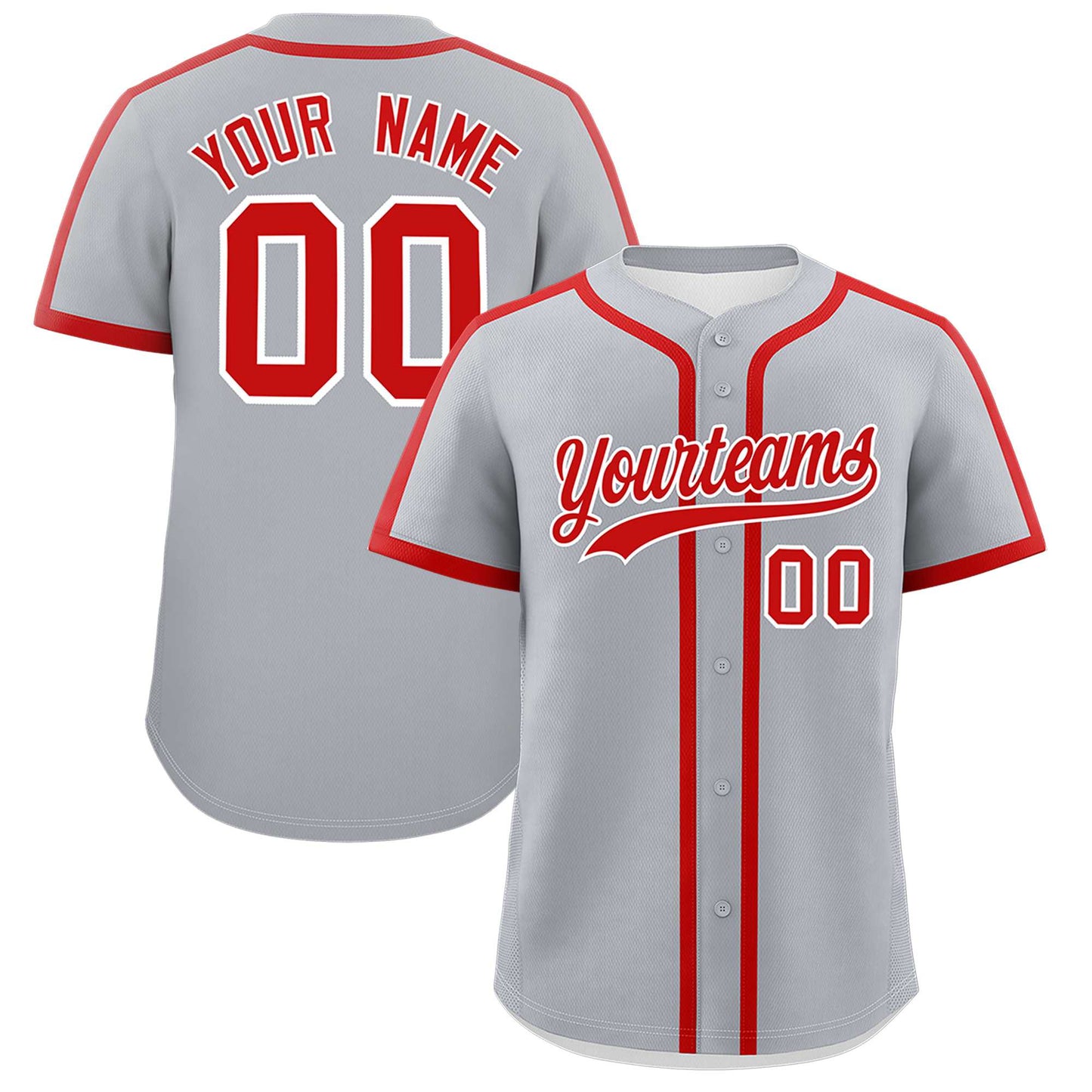 Custom Gray Red Personalized Classic Authentic Baseball Jersey