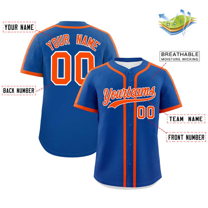 Custom Royal Orange Personalized Classic Authentic Baseball Jersey