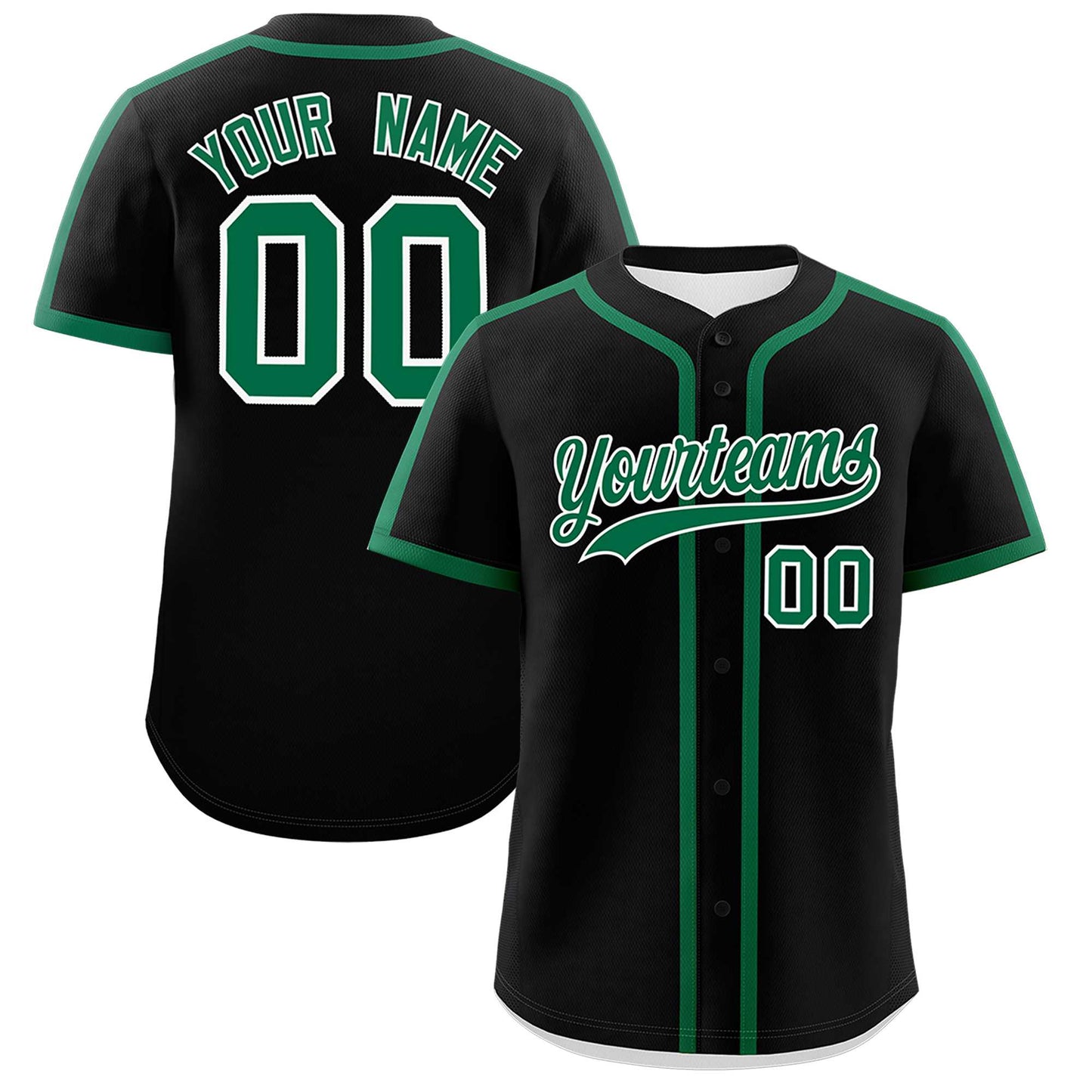 Custom Black Kelly Green Personalized Classic Authentic Baseball Jersey