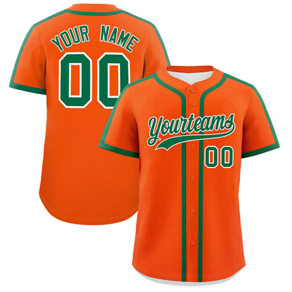 Custom Orange Kelly Green Personalized Classic Authentic Baseball Jersey