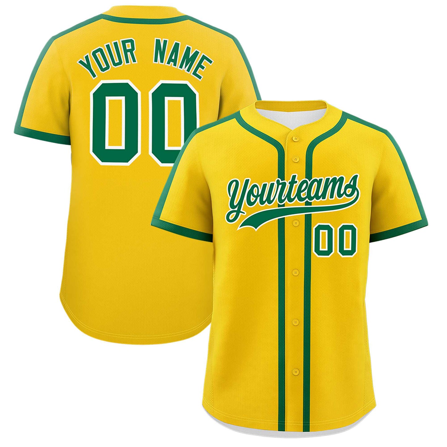 Custom Gold Kelly Green Personalized Classic Authentic Baseball Jersey