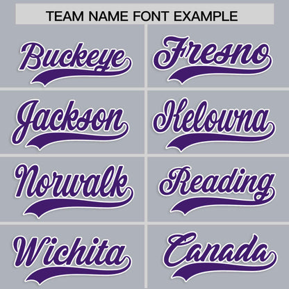 Custom Gray Purple Personalized Classic Authentic Baseball Jersey