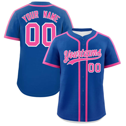 Custom Royal Pink Personalized Classic Authentic Baseball Jersey