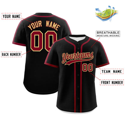 Custom Black Crimson Personalized Classic Authentic Baseball Jersey