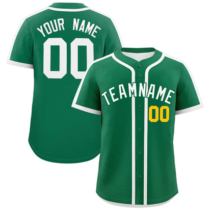 Custom Kelly Green White Personalized Classic Authentic Baseball Jersey