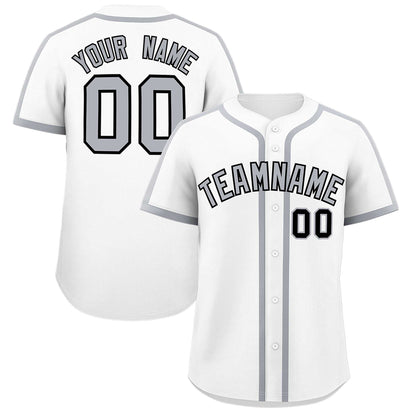 Custom White Gray Personalized Classic Authentic Baseball Jersey