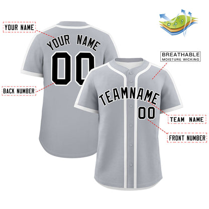 Custom Gray White Personalized Classic Authentic Baseball Jersey