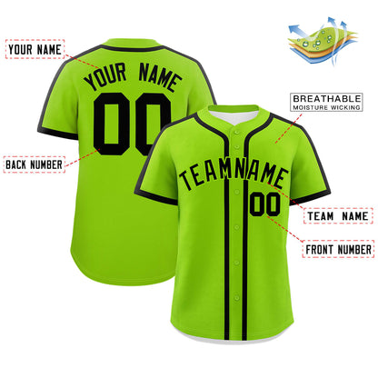 Custom Neon Green Black Personalized Classic Authentic Baseball Jersey