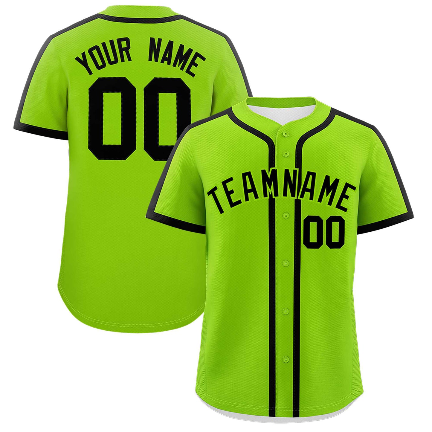 Custom Neon Green Black Personalized Classic Authentic Baseball Jersey