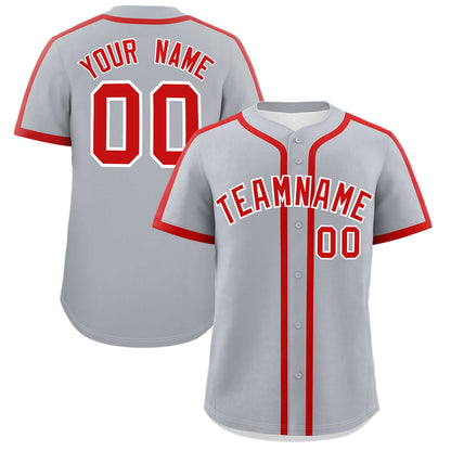 Custom Gray Red Personalized Classic Authentic Baseball Jersey