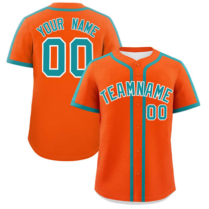 Custom Orange Aqua Personalized Classic Authentic Baseball Jersey