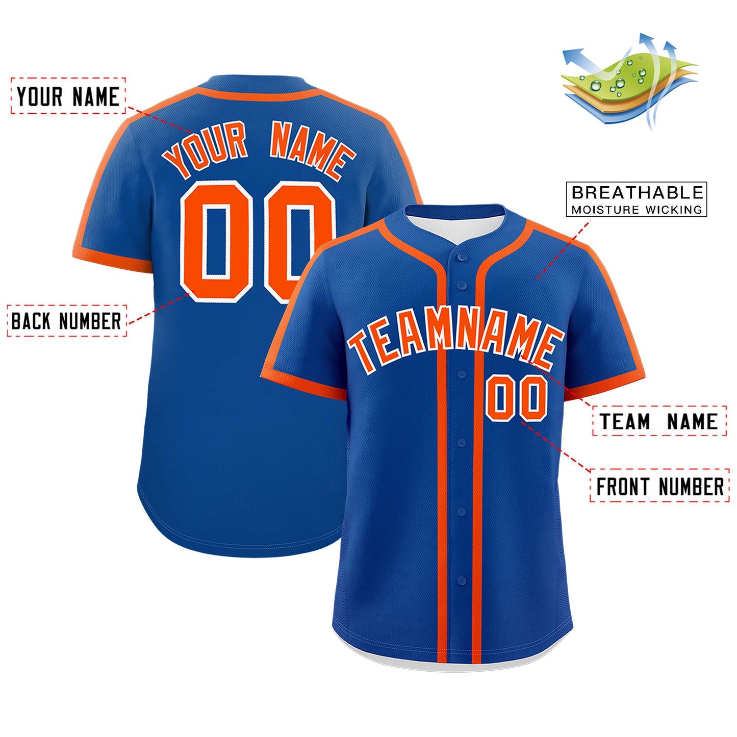 Custom Royal Orange Personalized Classic Authentic Baseball Jersey