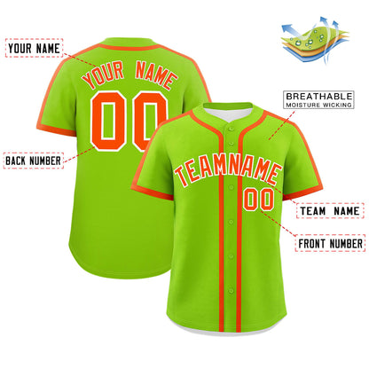 Custom Neon Green Orange Personalized Classic Authentic Baseball Jersey