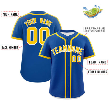 Custom Royal Gold Personalized Classic Authentic Baseball Jersey