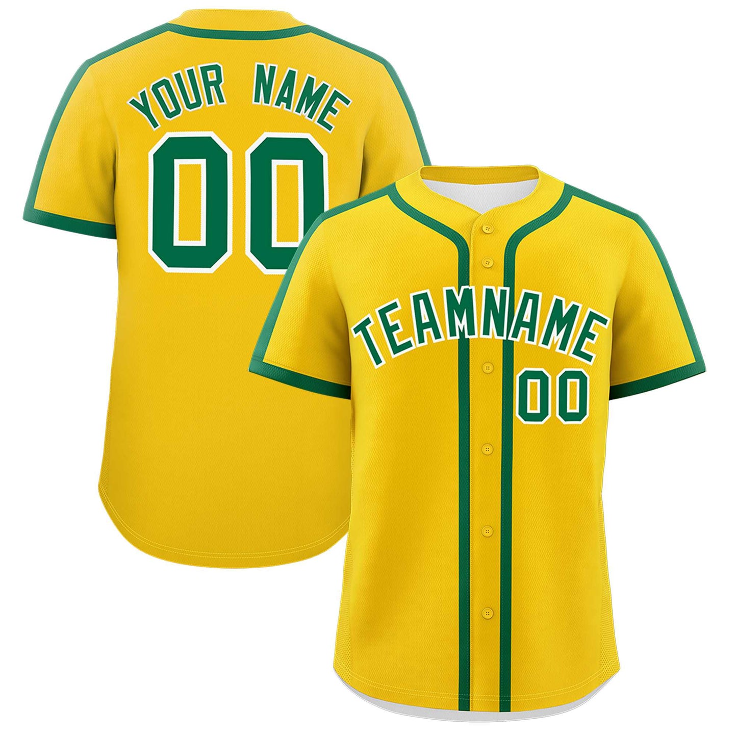 Custom Gold Kelly Green Personalized Classic Authentic Baseball Jersey