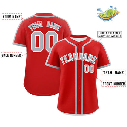 Custom Red Gray Personalized Classic Authentic Baseball Jersey