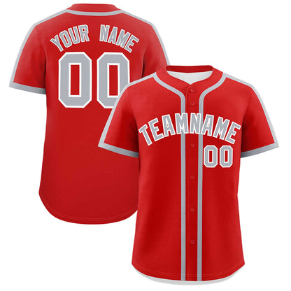 Custom Red Gray Personalized Classic Authentic Baseball Jersey