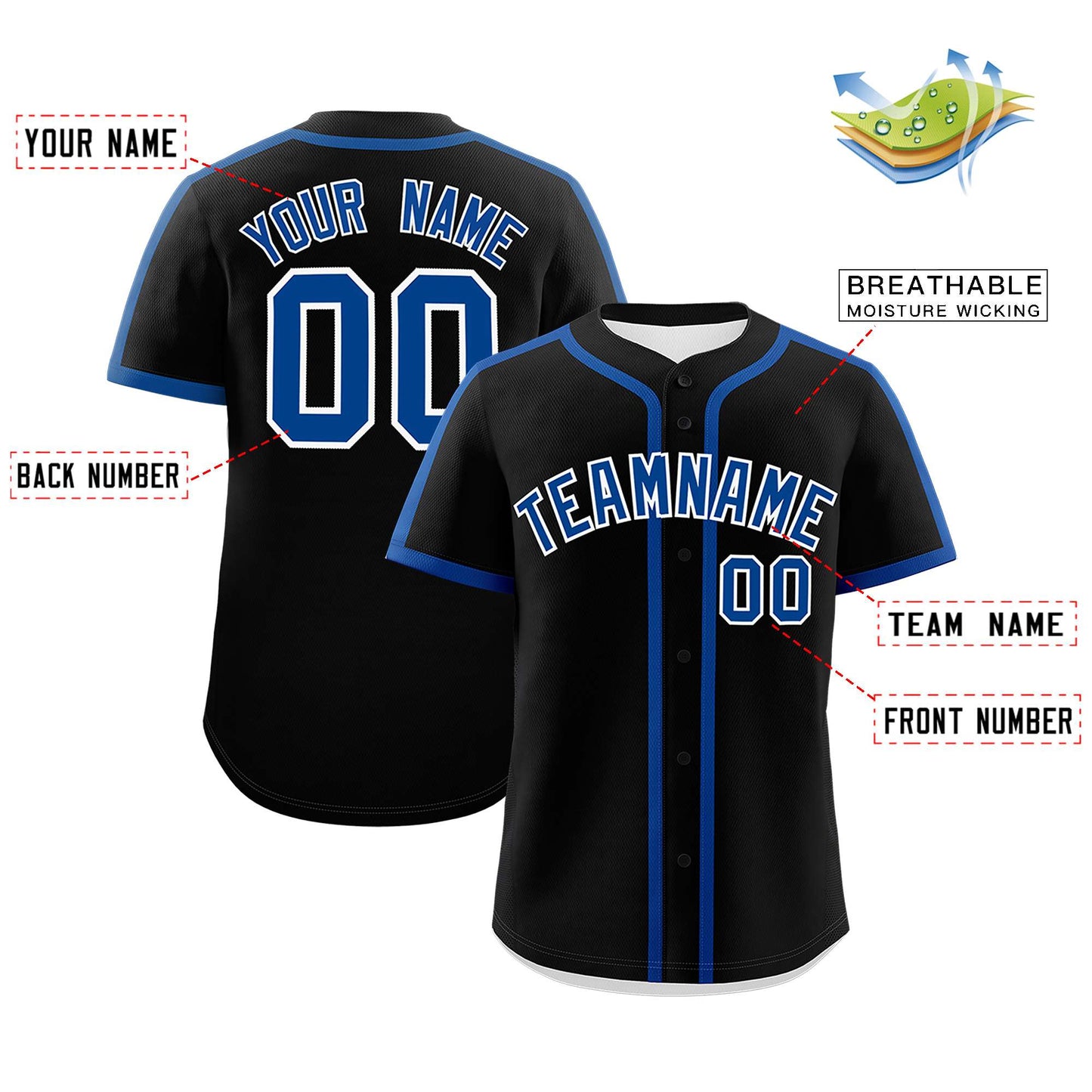 Custom Black Royal Personalized Classic Authentic Baseball Jersey