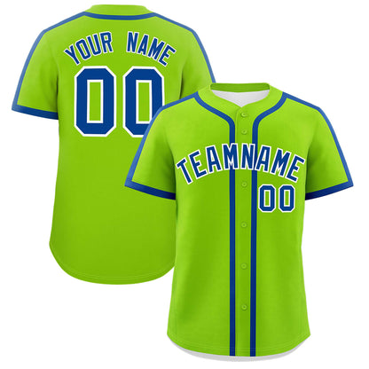 Custom Neon Green Royal Personalized Classic Authentic Baseball Jersey