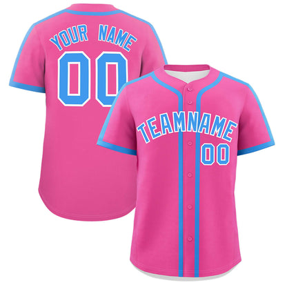 Custom Pink Powder Blue Personalized Classic Authentic Baseball Jersey