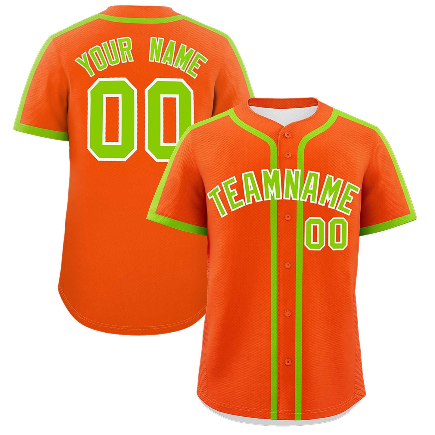 Custom Orange Neon Green Personalized Classic Authentic Baseball Jersey