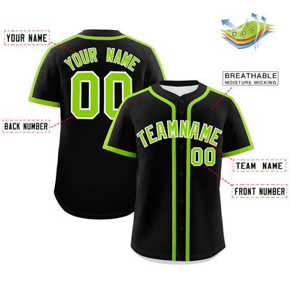 Custom Black Neon Green Personalized Classic Authentic Baseball Jersey