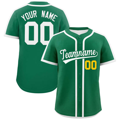 Custom Kelly Green White Personalized Classic Authentic Baseball Jersey