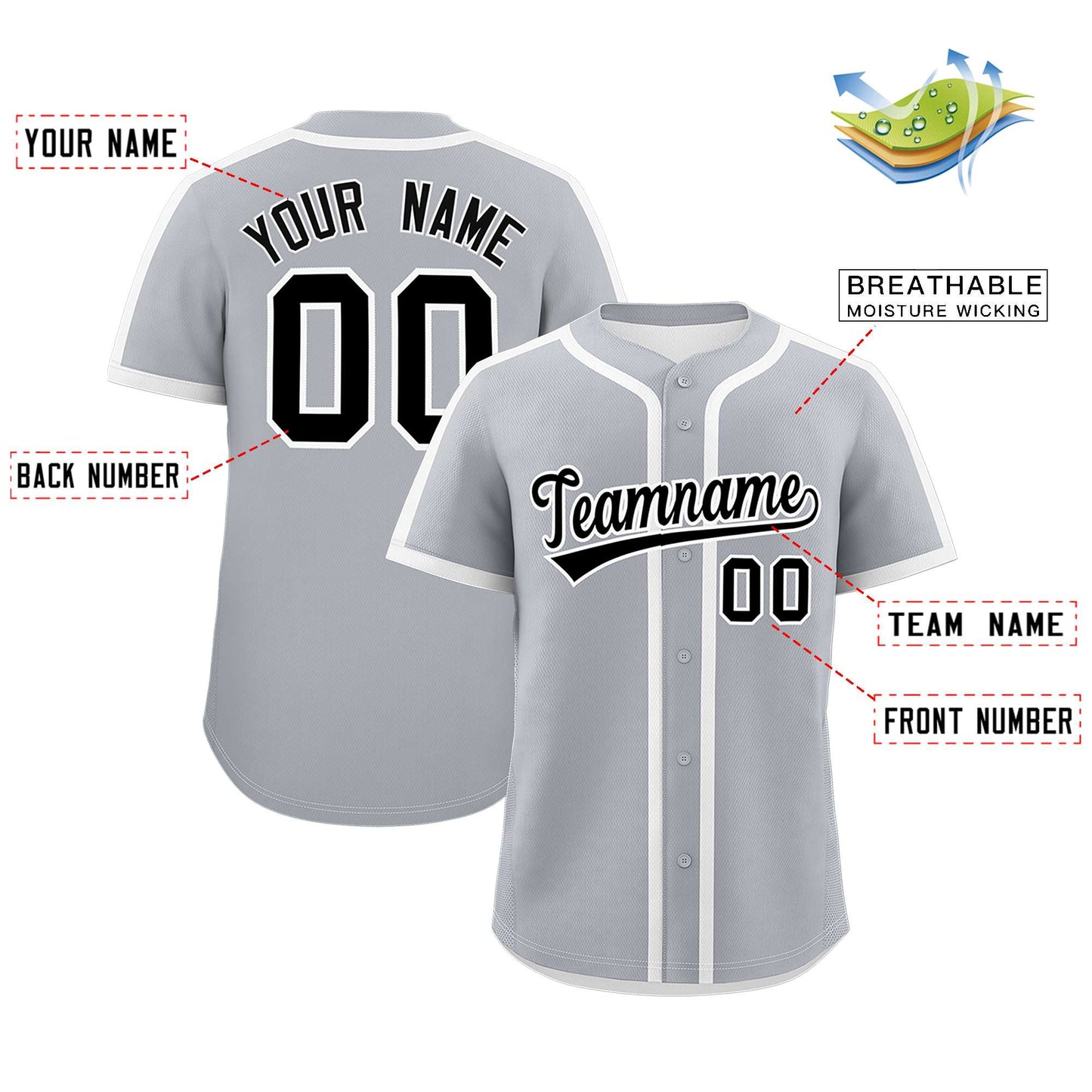 Custom Gray White Personalized Classic Authentic Baseball Jersey