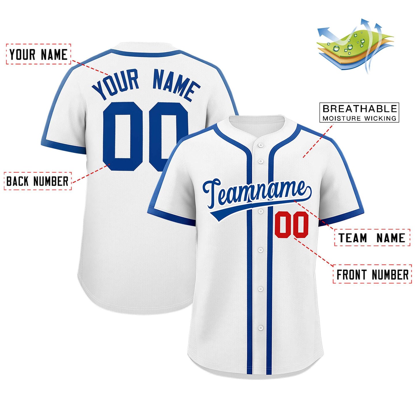 Custom White Royal Personalized Classic Authentic Baseball Jersey