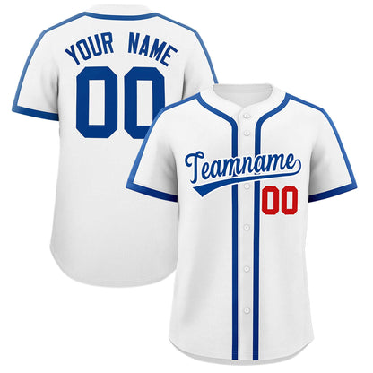 Custom White Royal Personalized Classic Authentic Baseball Jersey