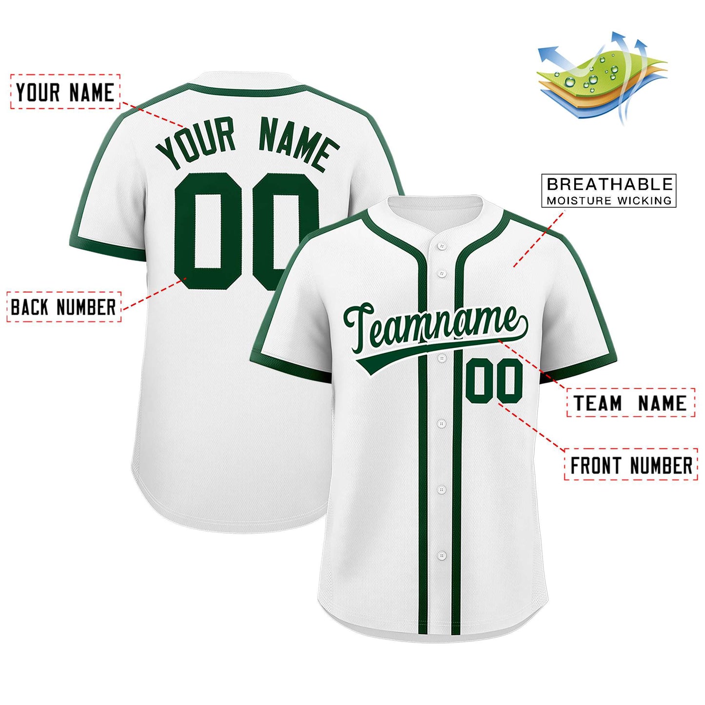 Custom White Green Personalized Classic Authentic Baseball Jersey