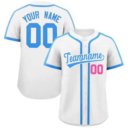 Custom White Powder Blue Personalized Classic Authentic Baseball Jersey