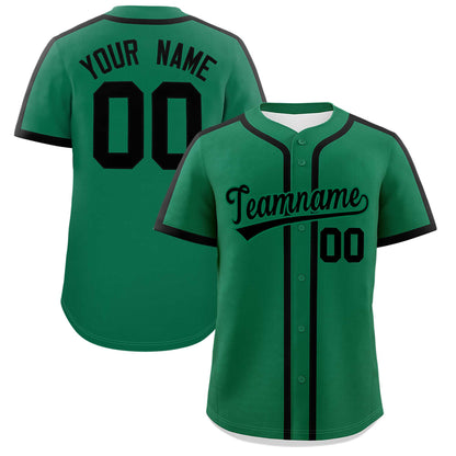 Custom Kelly Green Black Personalized Classic Authentic Baseball Jersey