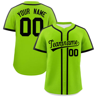 Custom Neon Green Black Personalized Classic Authentic Baseball Jersey