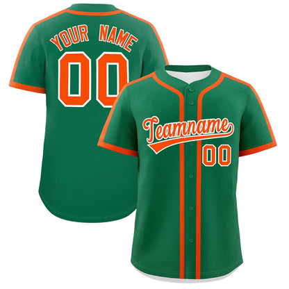 Custom Kelly Green Orange Personalized Classic Authentic Baseball Jersey