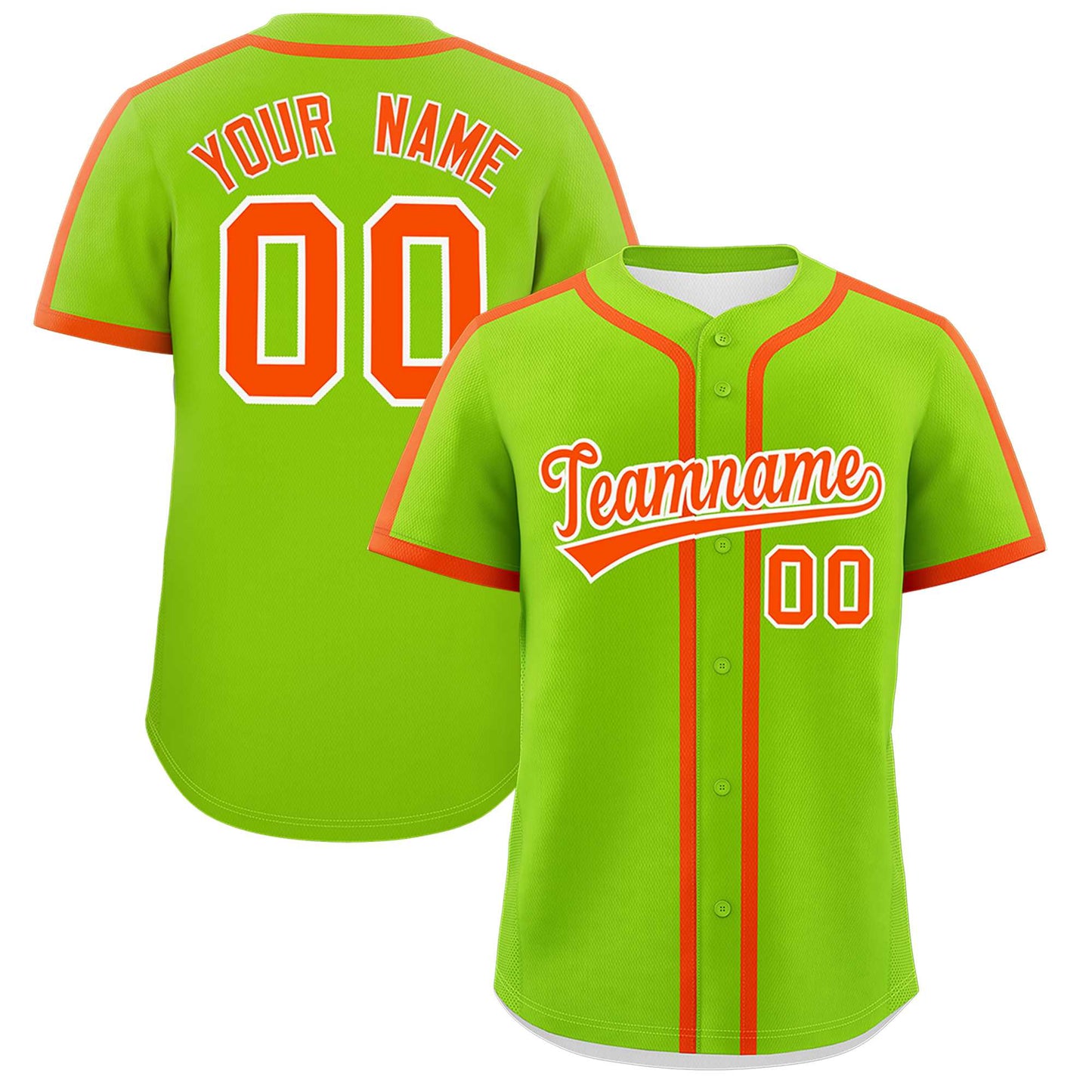 Custom Neon Green Orange Personalized Classic Authentic Baseball Jersey