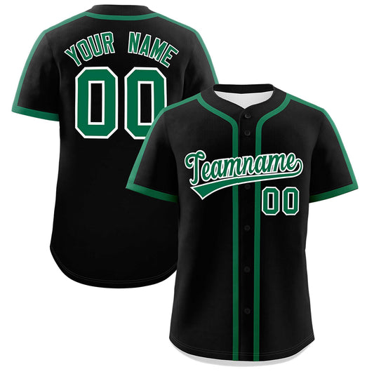 Custom Black Kelly Green Personalized Classic Authentic Baseball Jersey