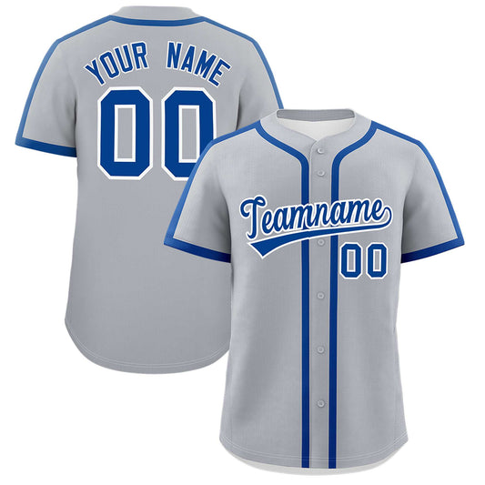 Custom Gray Royal Personalized Classic Authentic Baseball Jersey