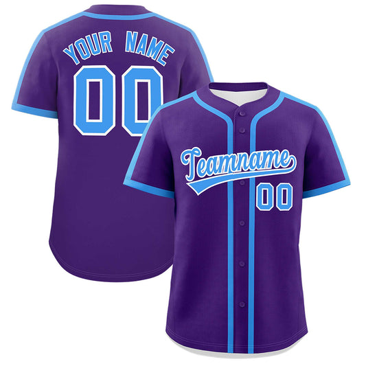 Custom Purple Powder Blue Personalized Classic Authentic Baseball Jersey